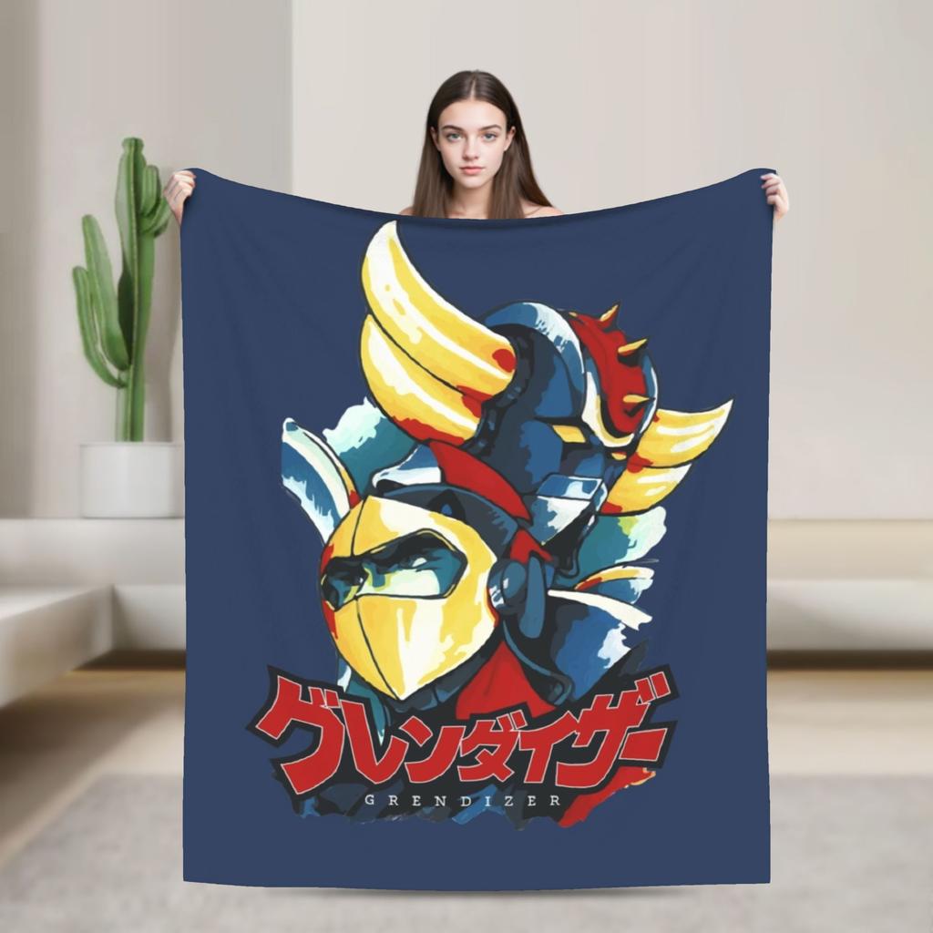 Mazinger Z Manga Knitted Blankets Coral Fleece Plush UFO Robot Grendizer Warm Throw Blanket for Bedding Couch Bedspread