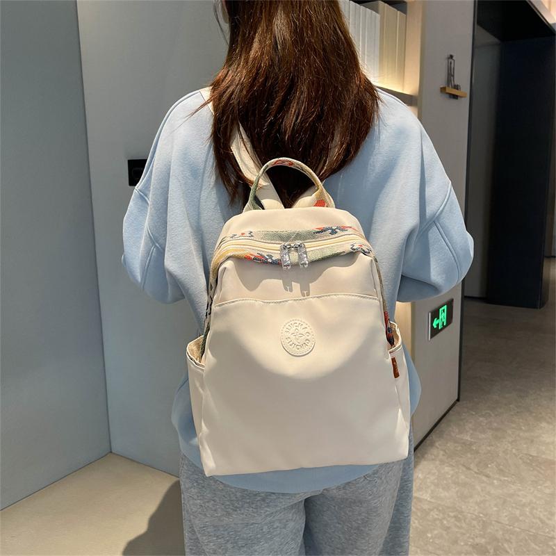 Casual Travel Backpack Lightweight Student Bookbag Urban Minimalist Canvas Bag with Zipper Waterproof Leisure Outdoor Bag