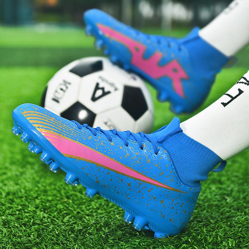 Large Size 45 46 47 Football Shoes, Men's High-top AG Spikes Artificial Grass Competition Training Shoes Men