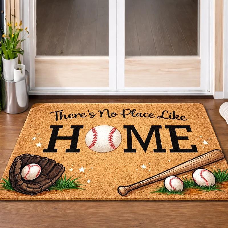 Baseball Theme Doormat Entrance Mat Sport Fan Decor Rug for Front Door Utility Indoor Outdoor Utility Mat 40x60cm