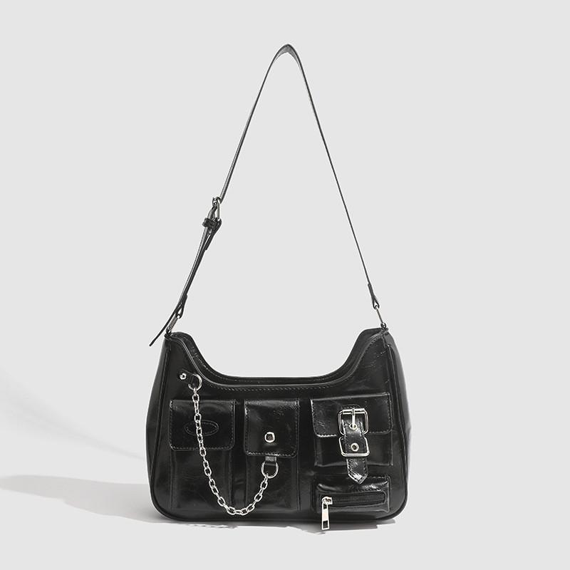 Ielgy Casual All-Match Fashion One-Shoulder Underarm Bag Multi-Pocket Motorcycle Cross @-