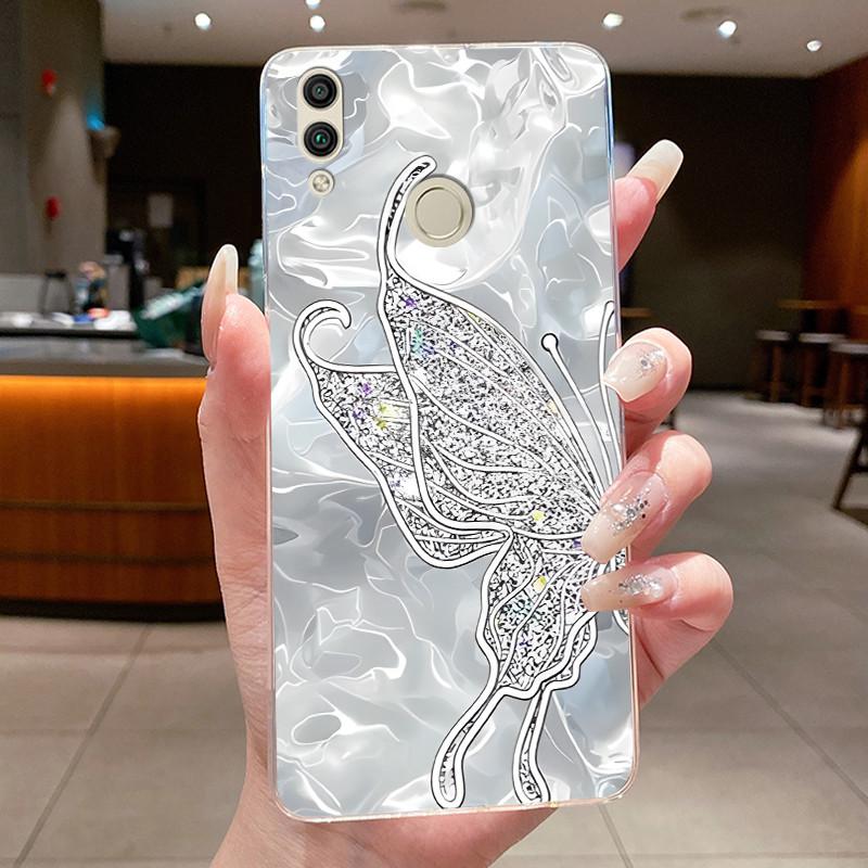 For Huawei Honor 8C Case BKK-LX2 BKK-LX1 BKK-L21 Back Cover Clear Luxury Butterfly Fashion Flowers Soft TPU Silicone Phone Case