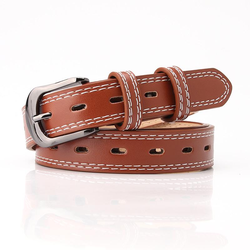The New Women's Belt with Double-line Decoration Is Fashionable and Versatile. The Hollowed-out Belt Creates A Stylish Look for Women