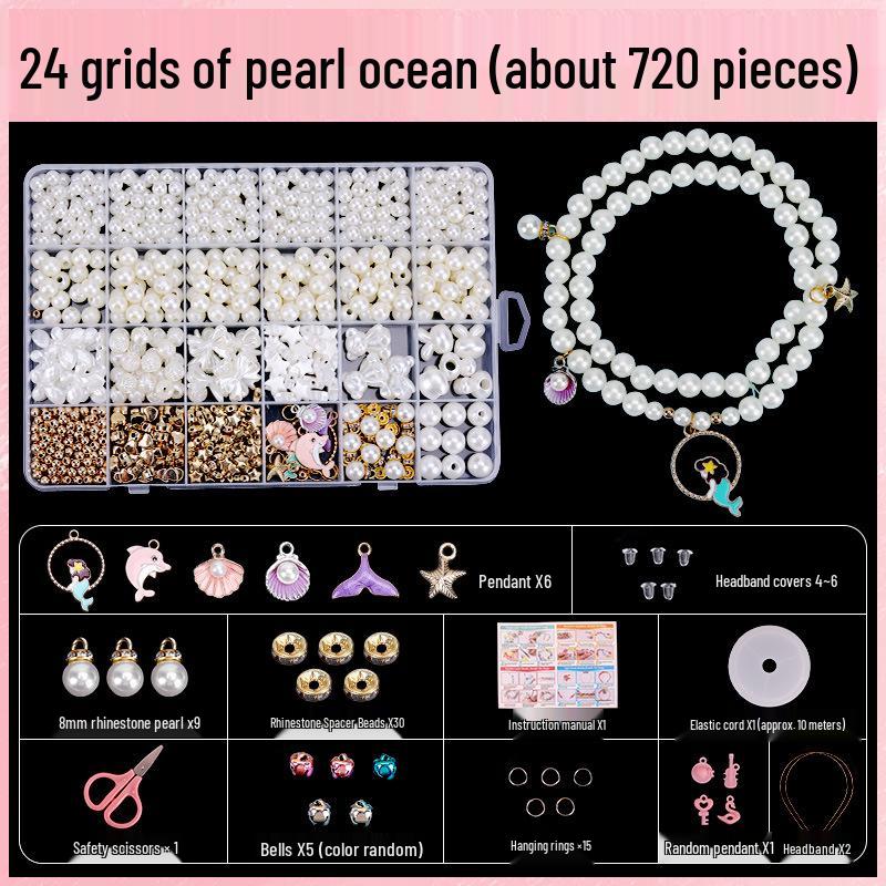 DIY Handmade Beading Kit: Pearl Bracelets and Necklace Accessories for Girls