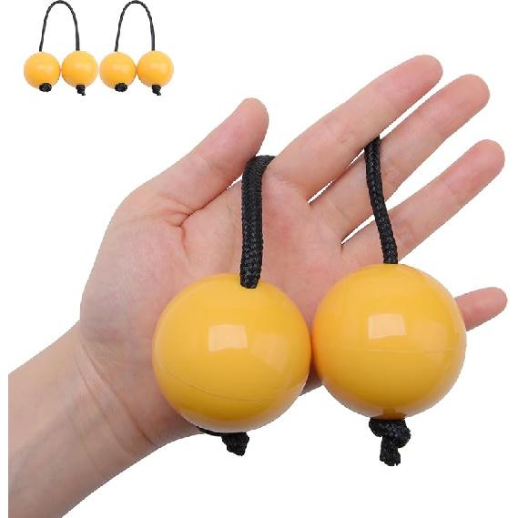 2 Pairs Aslatua Shakers, Kashaka Musical Percussion Instrument African Asalato Shaker Rhythmic Balls, Yellow