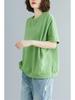 2025 Summer Plus Size Slimming T-Shirt for Girls: Loose Fit, Age-Reducing, Solid Color, Versatile Short Sleeve Top