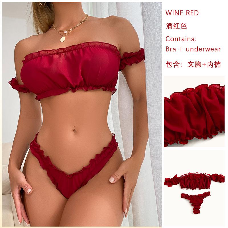 

Домохозяйка дамы шифоновый сексуальный бюстгальтер с шортами комплект L