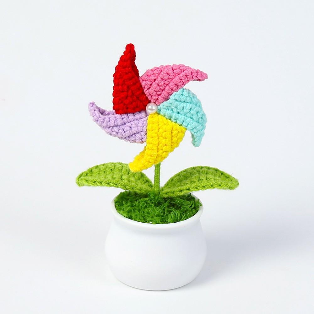Hand-Knitted Wool Fake Flowers Set: Sunflower, Carnation, Tulip - Desktop Decor, Teacher/Student Gift, Everlasting Bouquet