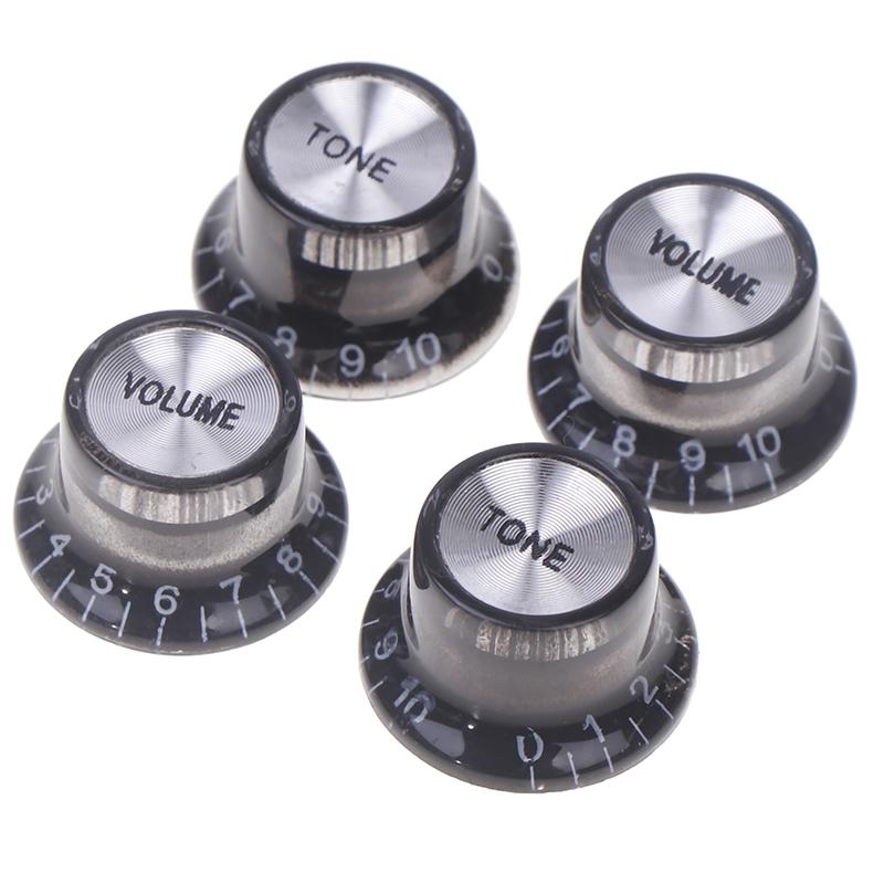 4Pcs Vintage Guitar Knobs 2Tome 2Volume Tone Volume Knobs Black/Gold With Aluminum Top Hat Volume Speed Control Knobs Caps чёрный