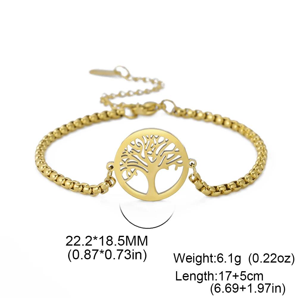 Vintage Lebensbaum Armband für Männer Frauen Edelstahl Schmuck Hochzeit Party Geschenkbox Kette Talisman Amulett Zubehör
