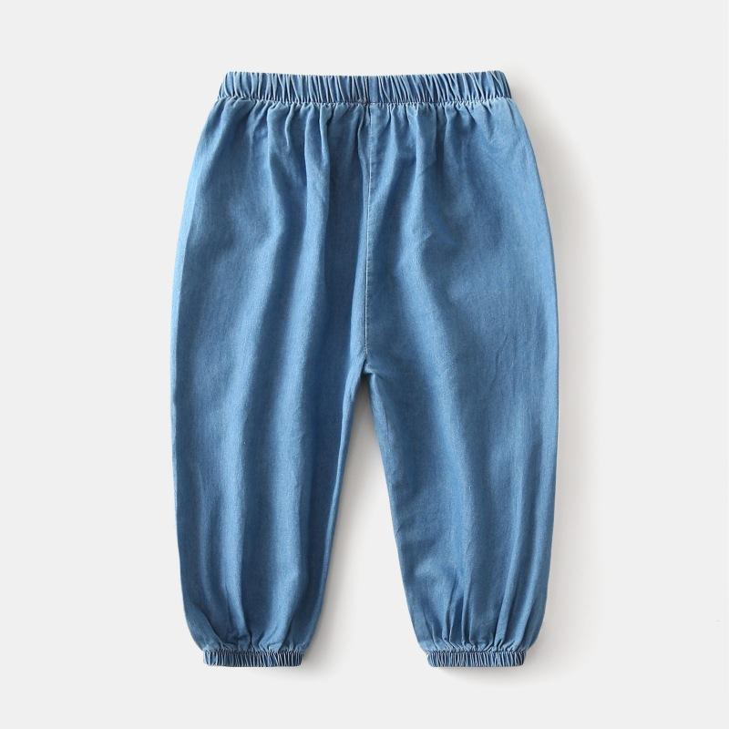 Children's Summer Mosquito Proof Pants Boys' Lightweight Denim Loose Pants Baby's Fashionable Embroidered Wide Leg Pants