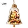 Vintage Christmas Tree Decor 3D Bell Ornament, Winter Scene Clear Decoration with Santa Holiday Home Atmosphere Enhancements Snowman Reindeer
