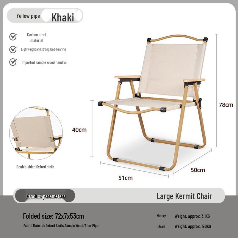 Carbon Steel Camping Folding Table & Kermit Chair Set - Metal Outdoor Roll-up