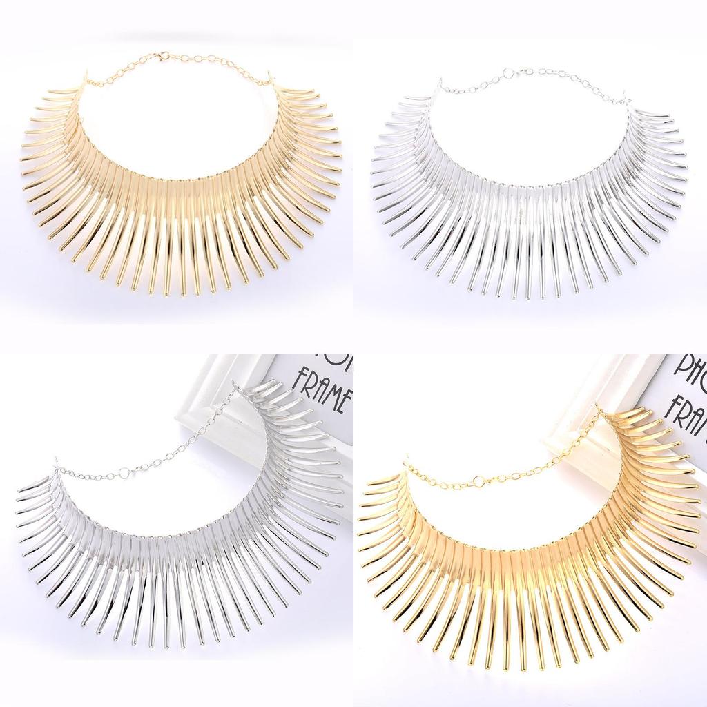 Solid Color Fashion Curved Design Women Metal Necklace Collar For Trendy Outfit