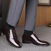 Autumn new men's business dress pointed patent leather shoes youth versatile lace-up large size men's shoes groom wedding shoes