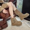 Retro Two-wear Folded Thick-soled Medium Boots Children's 2025 Autumn New Belt Buckle Medium Tube Fashion Short Boots