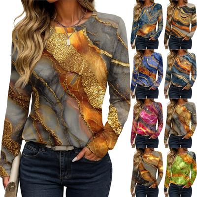 Camisas de manga larga para mujer con estampado lindo, camisetas gráficas, blusas casuales, tallas grandes, camisetas básicas