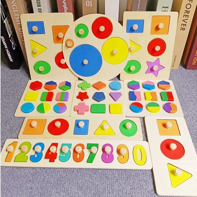Speelgoed Educatief Montessori Baby Houten Puzzel Speelgoed Geometrisch Alfabet Cijfer Vorm Sorteerder Puzzel Voor Matchen Bordspellen Kinderen