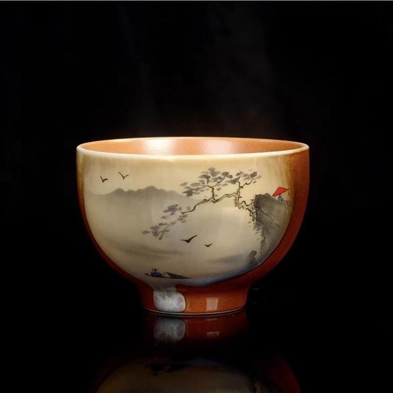 Retro Wood Fired Teacups Creative Handmade Ceramic Mug Chinese Kung Fu Gongfu Tasting Master Cup Tea Ceremony Teaware Drinkware