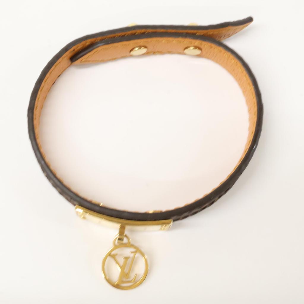 LOUIS VUITTON M4150 Brasserie Logomania Monogram Canvas Bracelet 17 Brown / GoldUsed