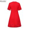 ZANZEA Women Summer Casual Round Neck Short Sleeve Print Dress