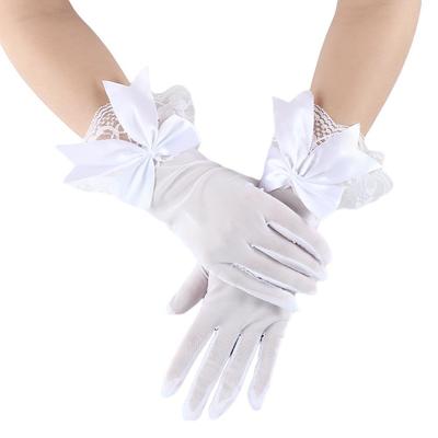 Women Weddings Cosplay Accessories Parties Lace Gloves Large Bownot Bride Mittens Mesh Gloves