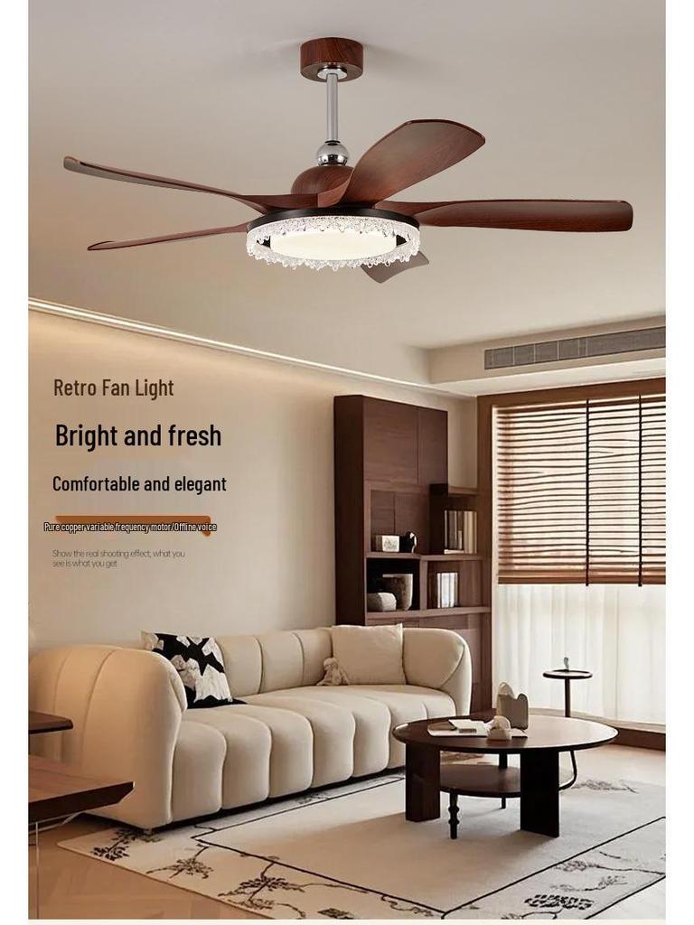 Nordic Retro Inverter Ceiling Fan Light 2025 for Living Room, Bedroom, Restaurant - Chinese Style