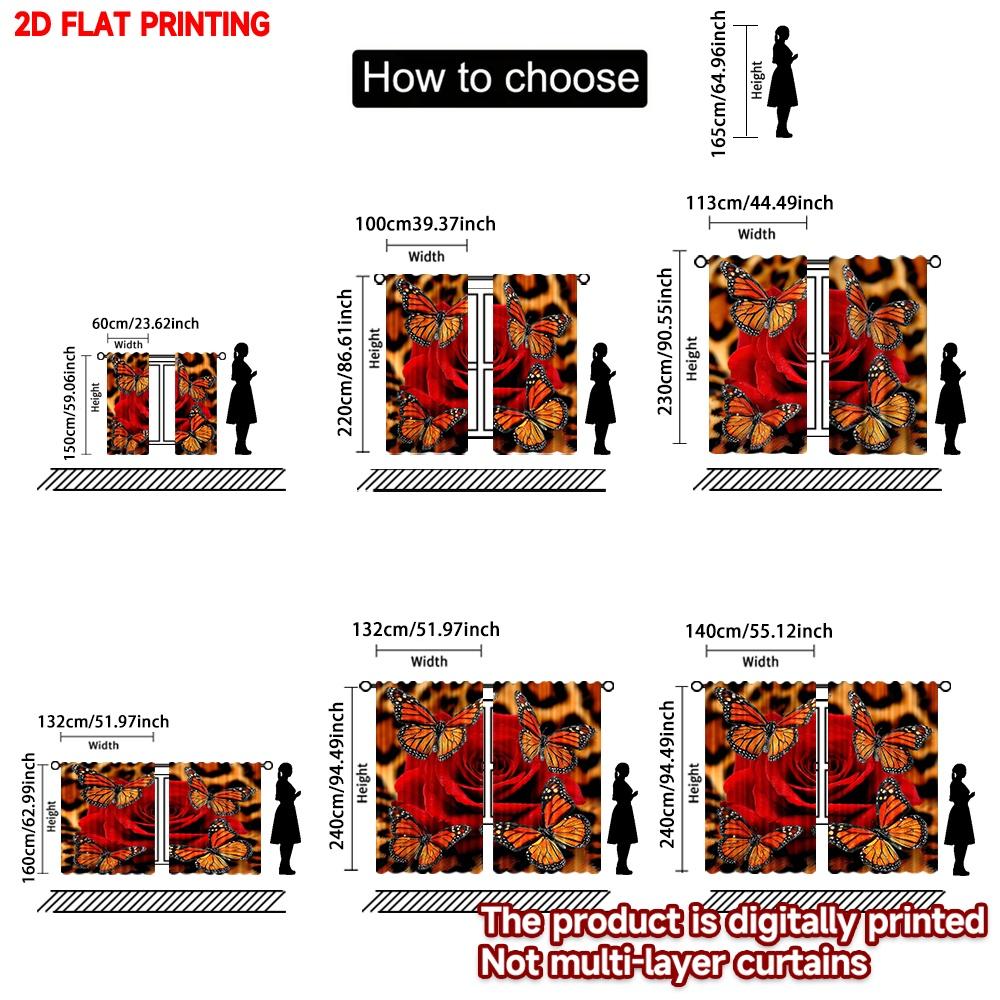 2D flat printing 2pcs Happy Valentine's Day Window Drapes Romantic Red Roses3 Digital Printed Polyester Drapes Festive Holiday