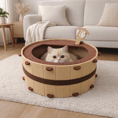 Semi-Enclosed Bathtub Cat House Wear-resistant Comfortable Cat Bed Cave Barrel Shape Detachable Cat Washbasin Nest Hiding Cave