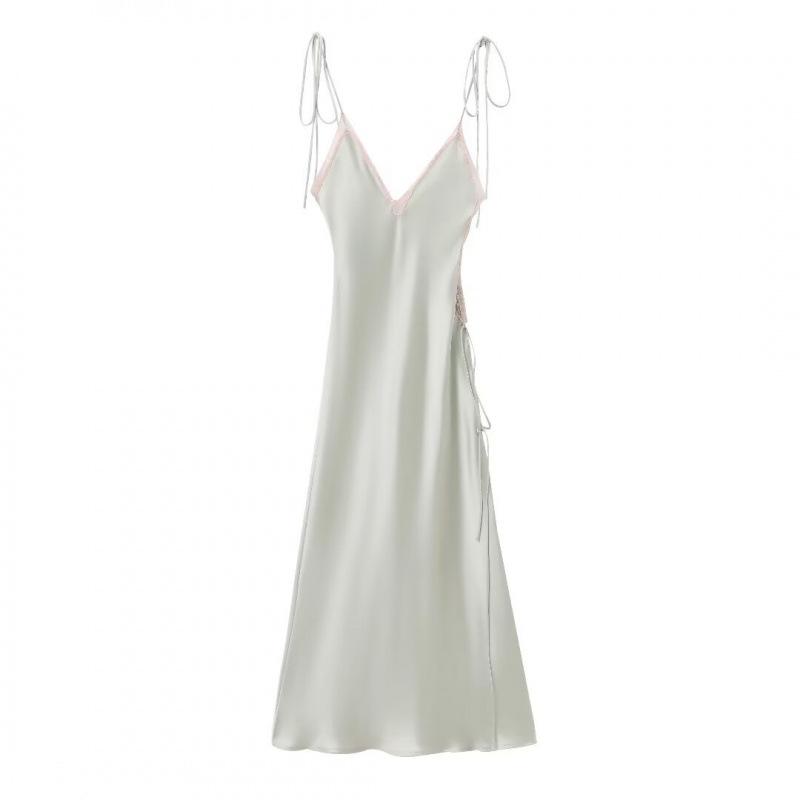 

Summer European & American Women s Bow Lace Satin Dress M