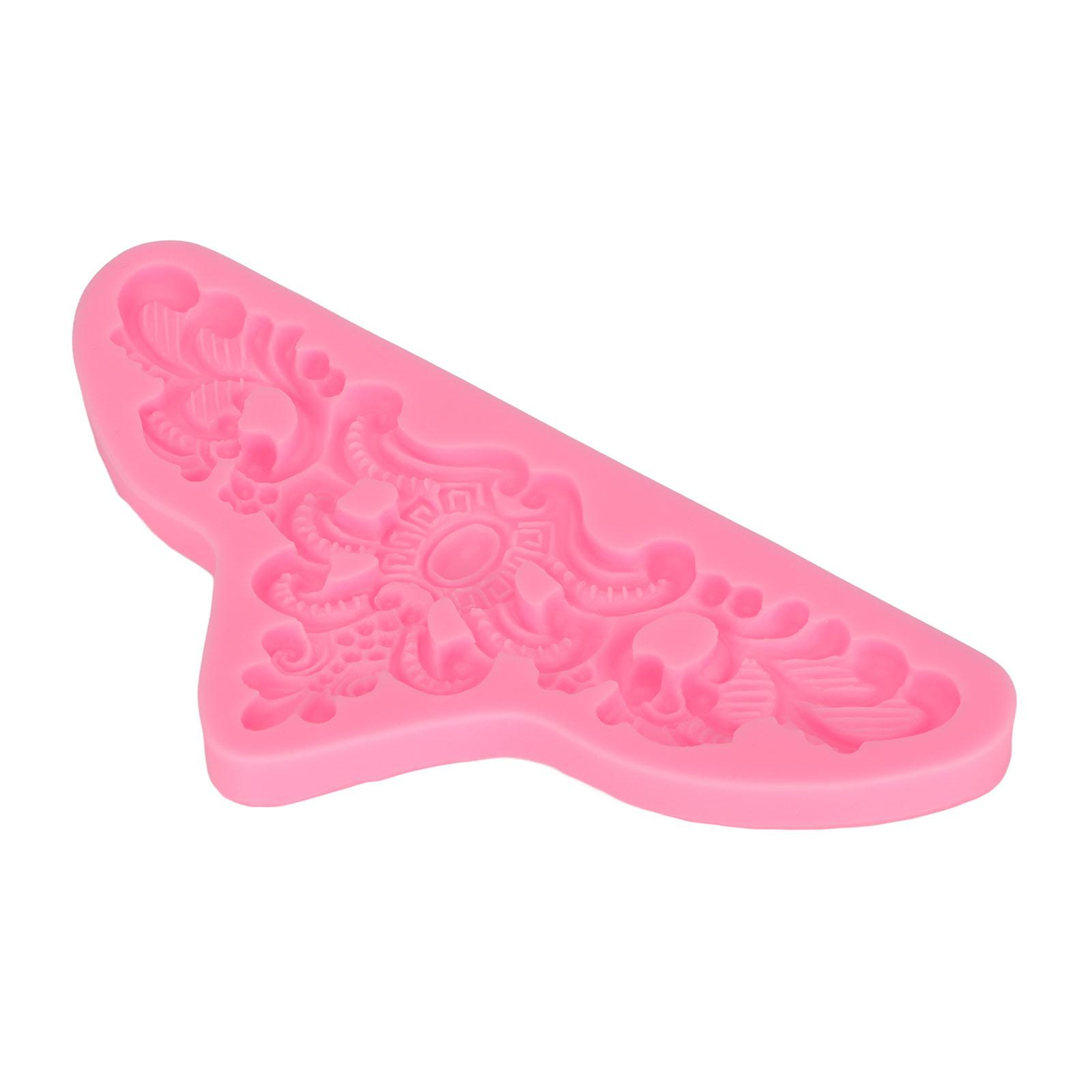 

Embossed Pattern Silicone Molds Easy Demoulding Heat Resistant Flexible Odorless Scroll Border Lace Molds for DIY Cakes