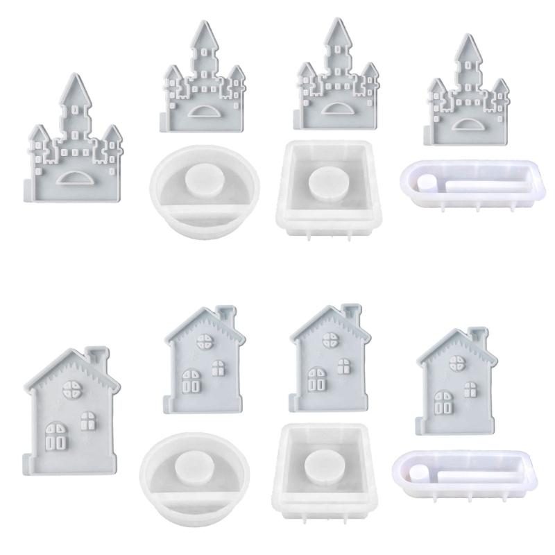Castle House Candle Holder Silicone Molds Gypsum Molds Candlesticks Resins Molds