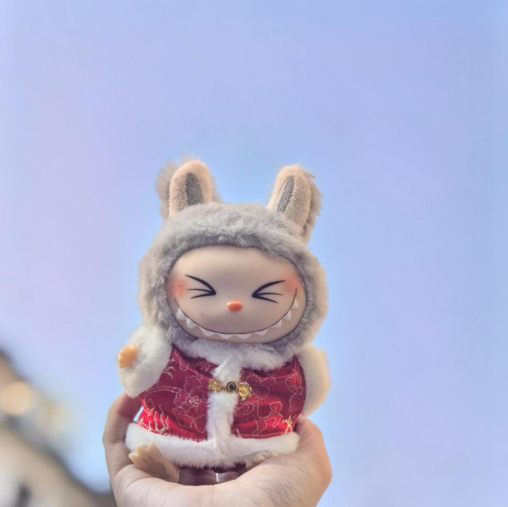 15cm Labubu Keychain Figure Outfit: New Year Style Pendant Clothing Set
