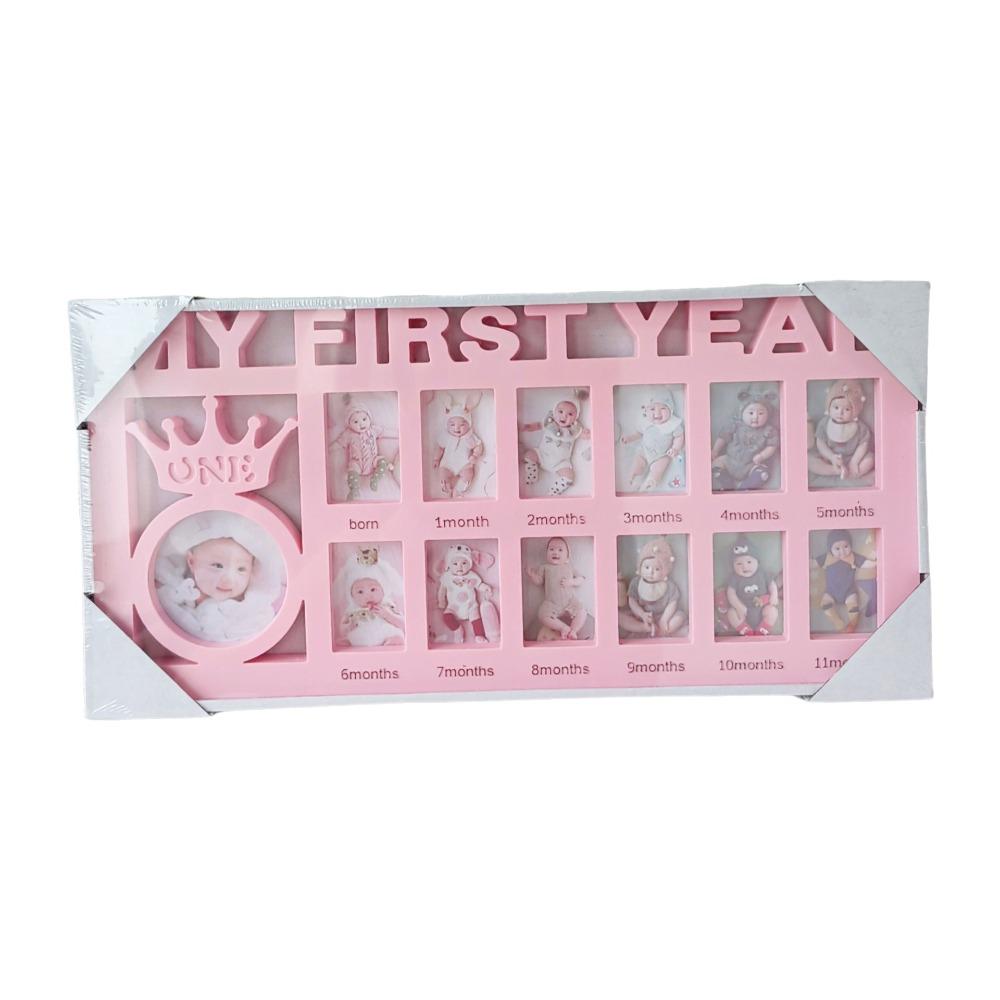 

Newborn Souvenirs Plastic Baby Keepsake Frame First Year Rectangle Photo Frame Decorative Infant Growing Album Memory Gift