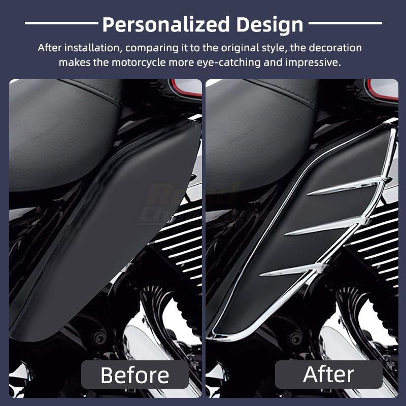 Motocyklowy Chromowany Deflektor Powietrza Środkowej Ramy Osłona Termiczna Listwa Dla Harley Touring Road King Street Electra Glide 2009-up