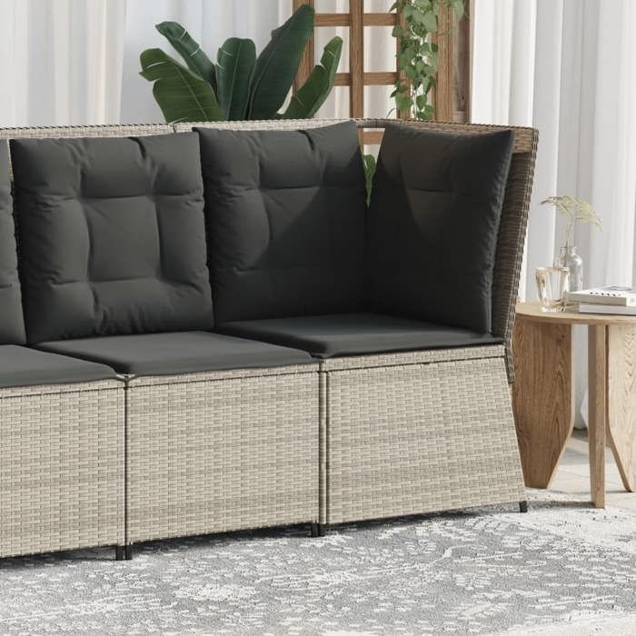 VidaXL Canapé d'angle de jardin et coussins gris clair résine tressée, canapé d'angle de jardin, siège d'angle de jardin, 368987