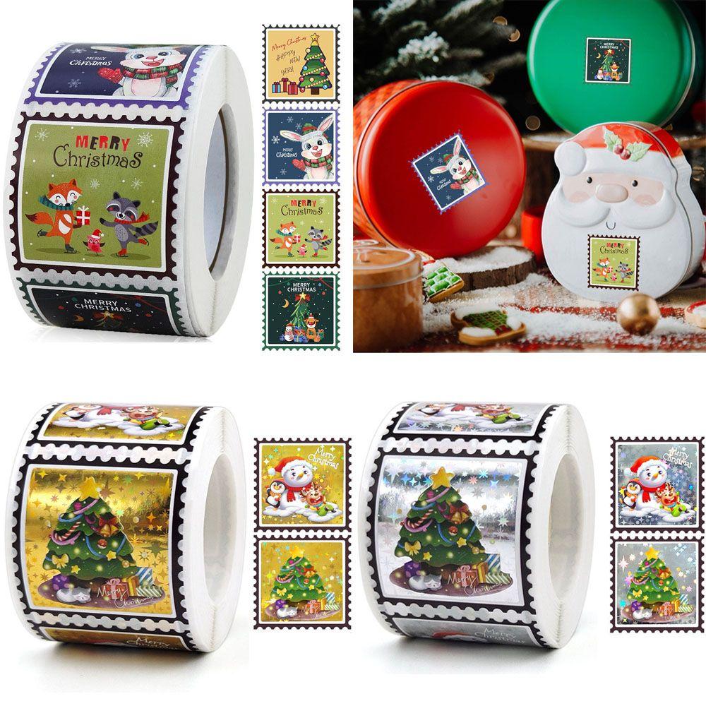 Christmas Tree Adhesive Labels Merry Christmas Stickers Bronzing Stickers Cards Present Decor