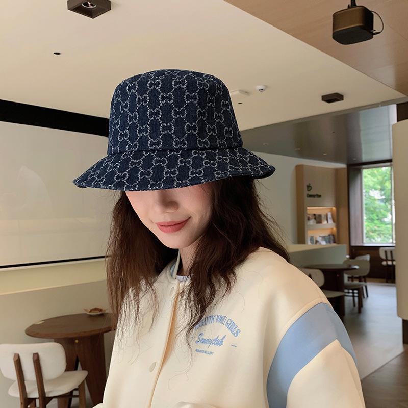 New bucket hat summer big eaves sunshade sunscreen hat, Japanese and Korean version fashion letter men's and women's basin hat