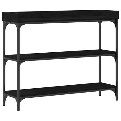 Console Table with Shelf Black Oak Effect 100 X 30 X 80 Cm