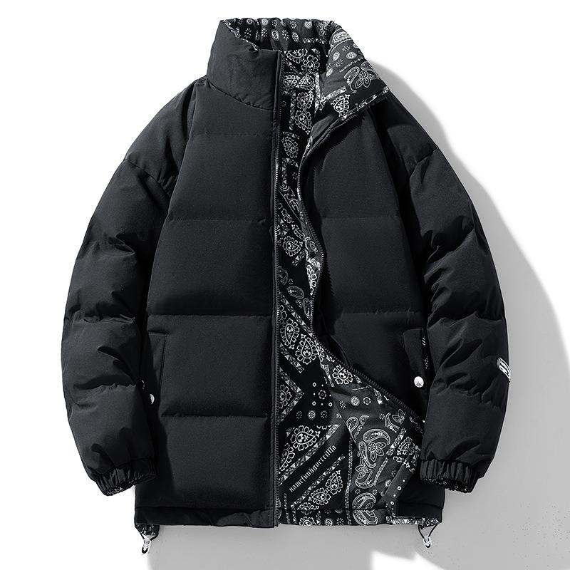 Double-sided Cotton-padded Clothes, Men's and Women's Winter Trendy Brand, Couple's Cotton-padded Clothes, Loose Stand-up Collar Cotton-padded Jacket.