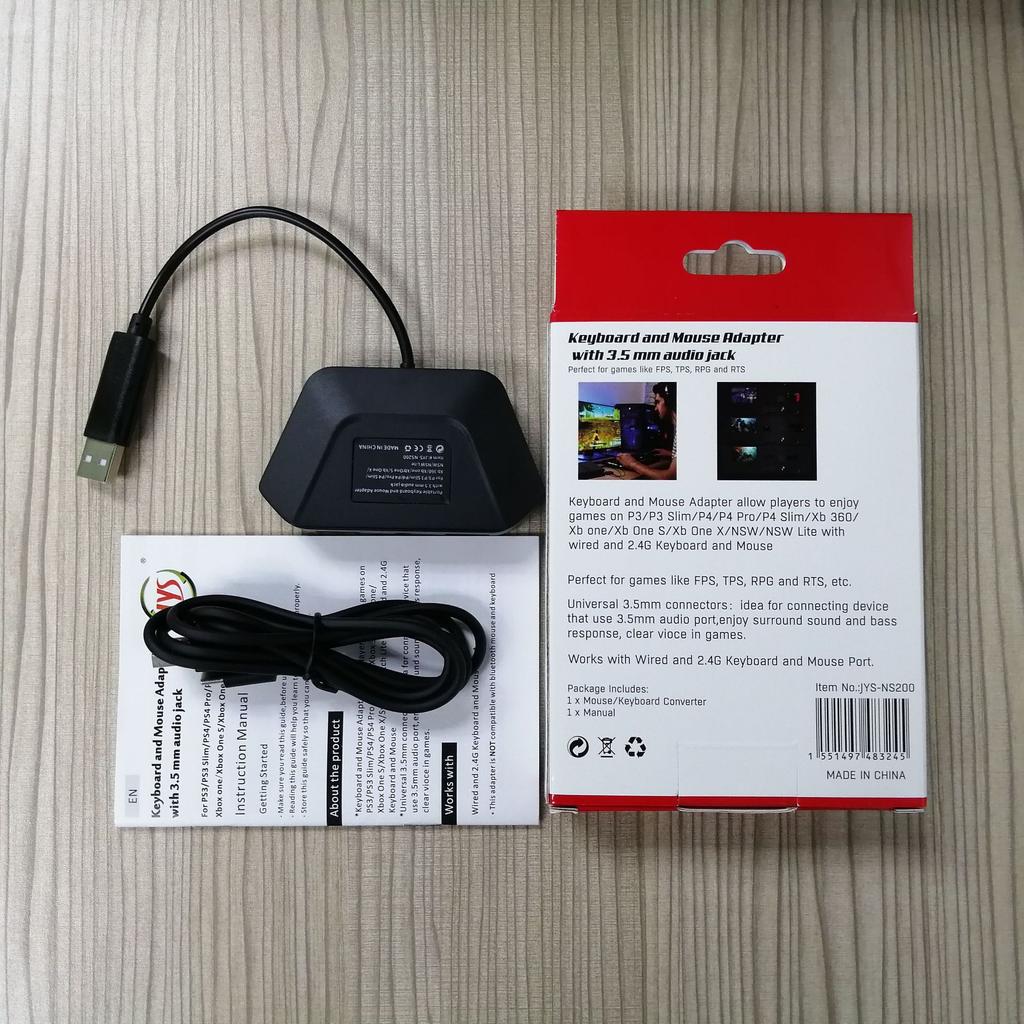 Adapter klawiatury i myszy z gniazdem audio 3,5 mm do Nintendo Switch, Xbox One, PS4, PS3. Idealny do gier typu FPS, TPS, RPG i RTS itp.