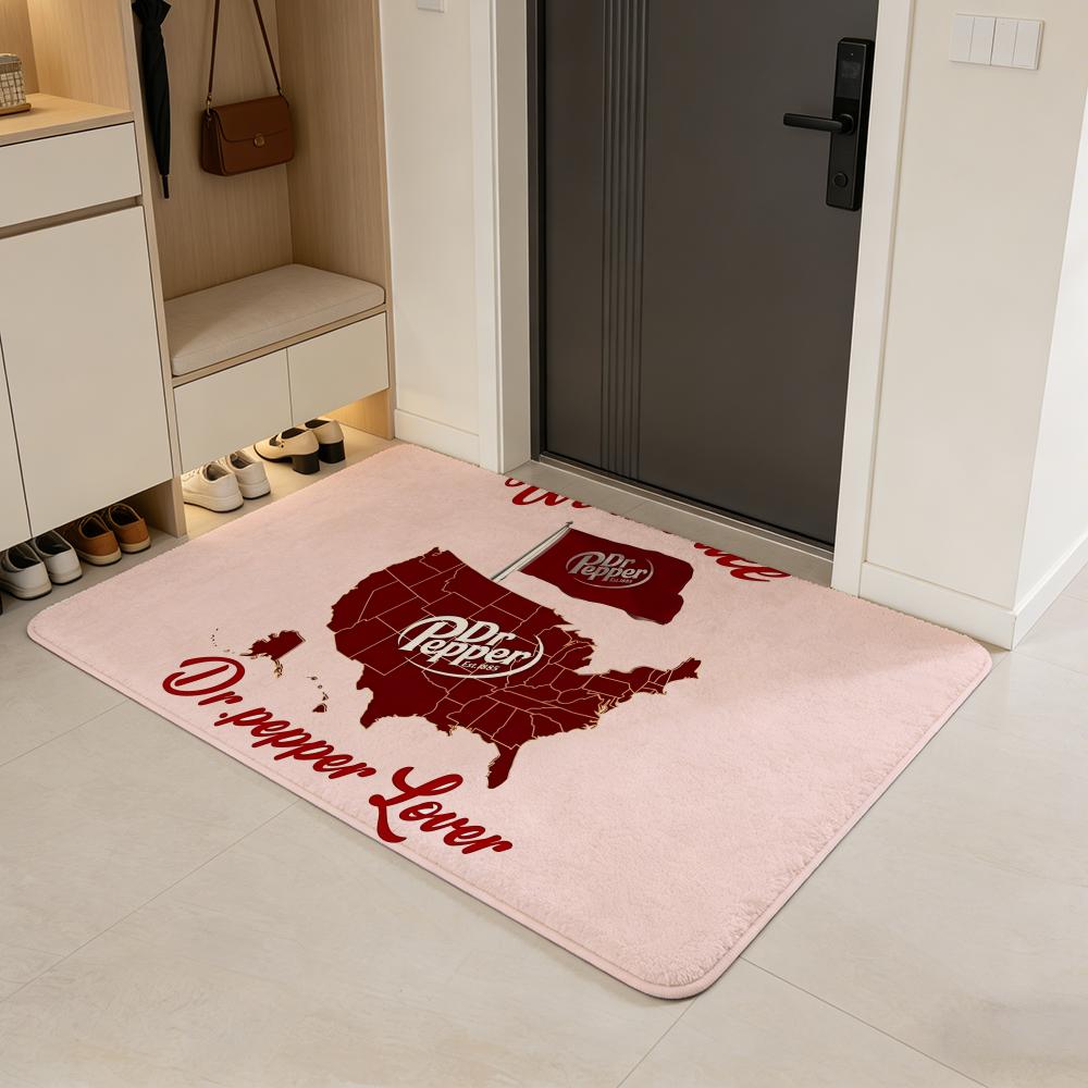 drink D-Dr Pepper Floor Mat Flannel Door Mat Non-Slip Absorbent Washable Indoor Home Rug