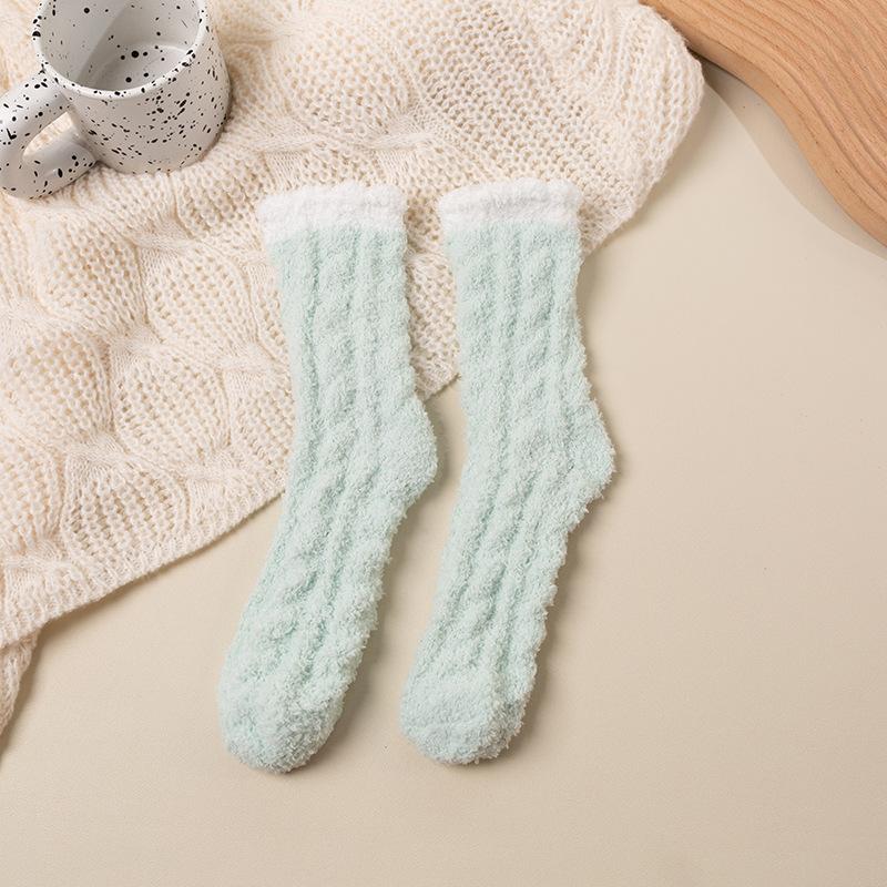 Female Autumn and Winter Plus Velvet and Thick Coral Velvet Floor Cotton Socks