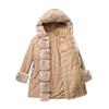 Winter Cotton Jacket for Women Detachable Fur Collar Mid Length Long Sleeved Style Overcoming Solid Color Hooded Warm Cotton Suit