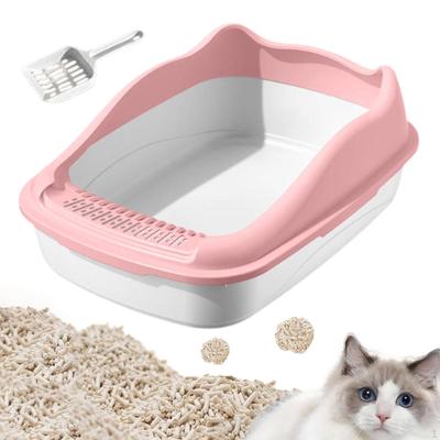 Caja de arena para gatos antiadherente, fácil de limpiar, con lados altos para gatos y gatitos