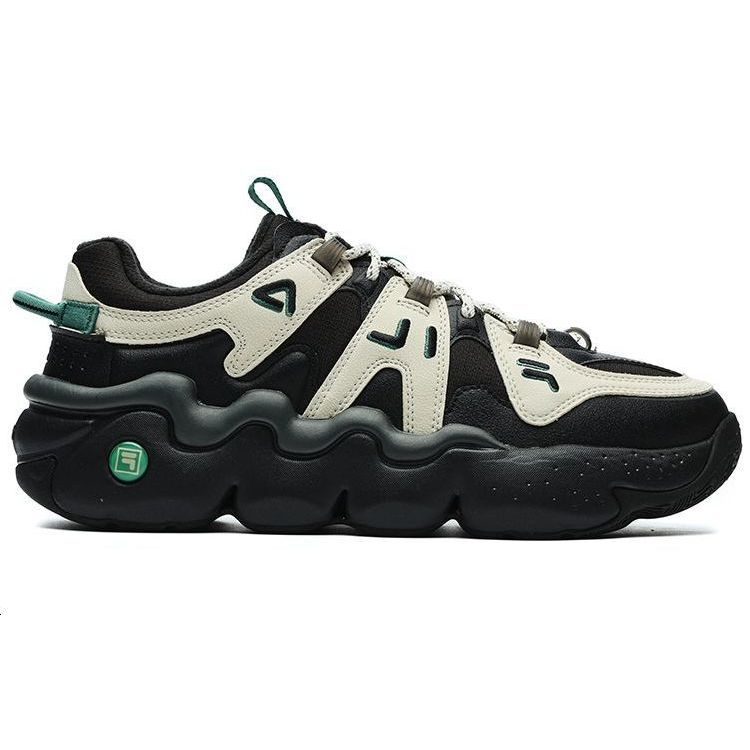 Fila Panini Casual Fashion Sports Versatile Comfortable Fleece Low-Top Retro Basketball Shoes Men Sneaker Black Oatmeal F12M242127FBO