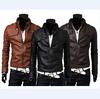 Men's Stand-up Collar Slim-fitting Leather Jacket, Men's Leather Jacket, Men's Locomotive Pu Jacket, Men's Jacket Short