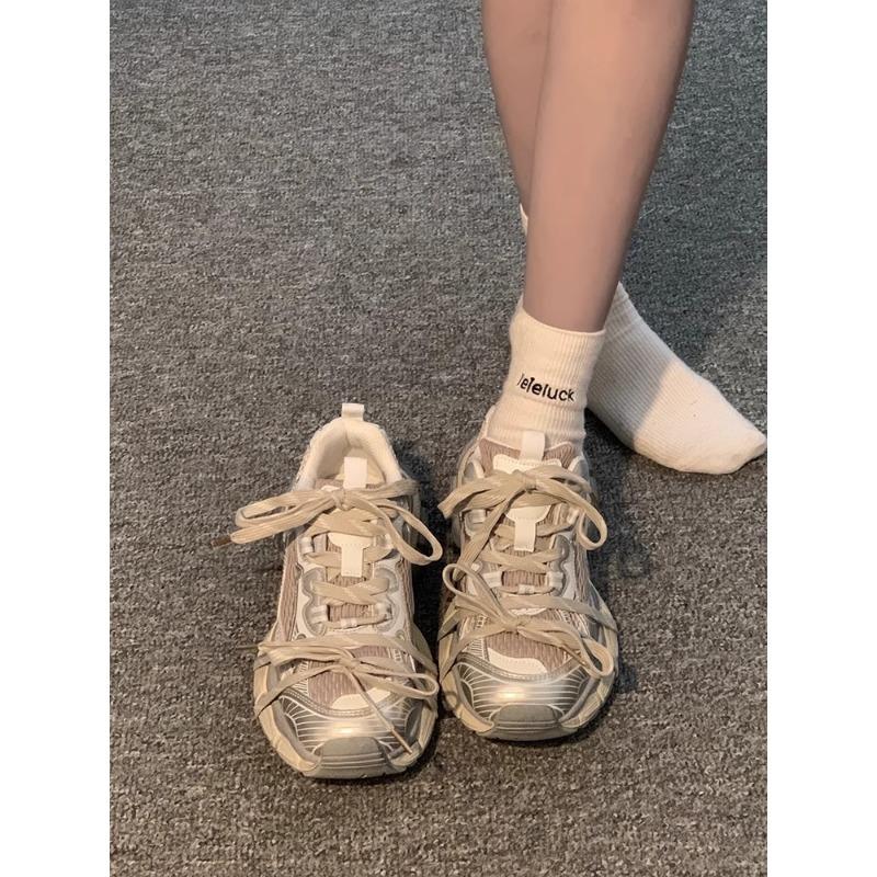 Daddy shoes women's trendy new thick-soled heightening sports and leisure shoes retro lace-up women's shoes