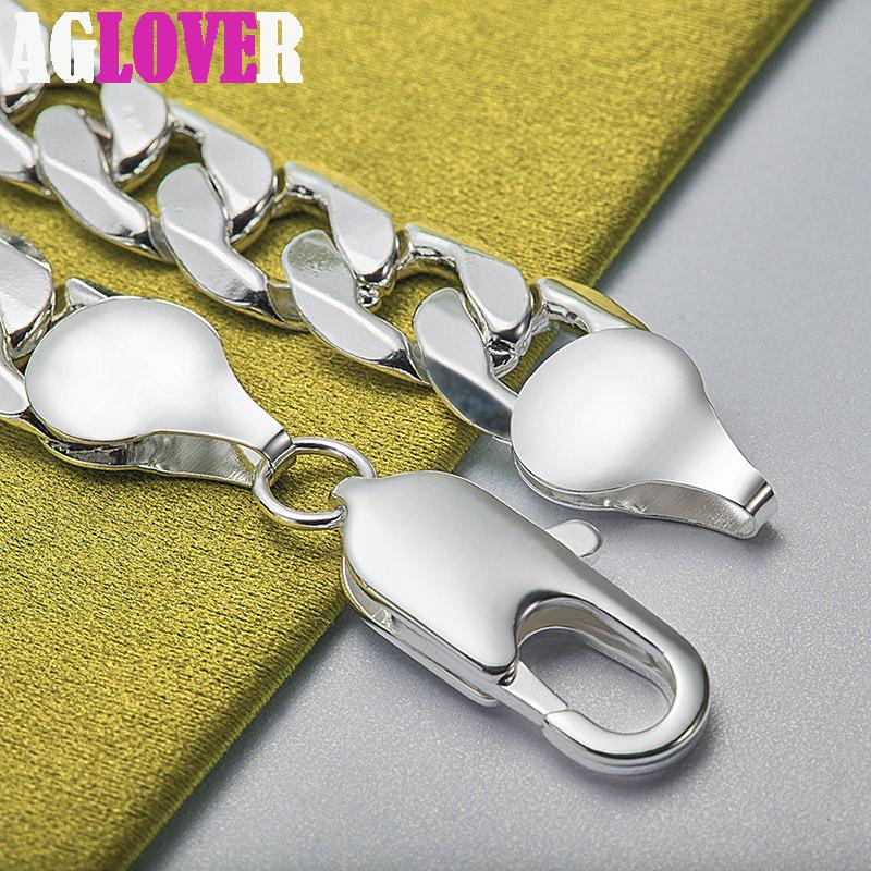 925 Sterling Silver 12mm Side Chain Geometry Many Ring Bracelet  Jewelry