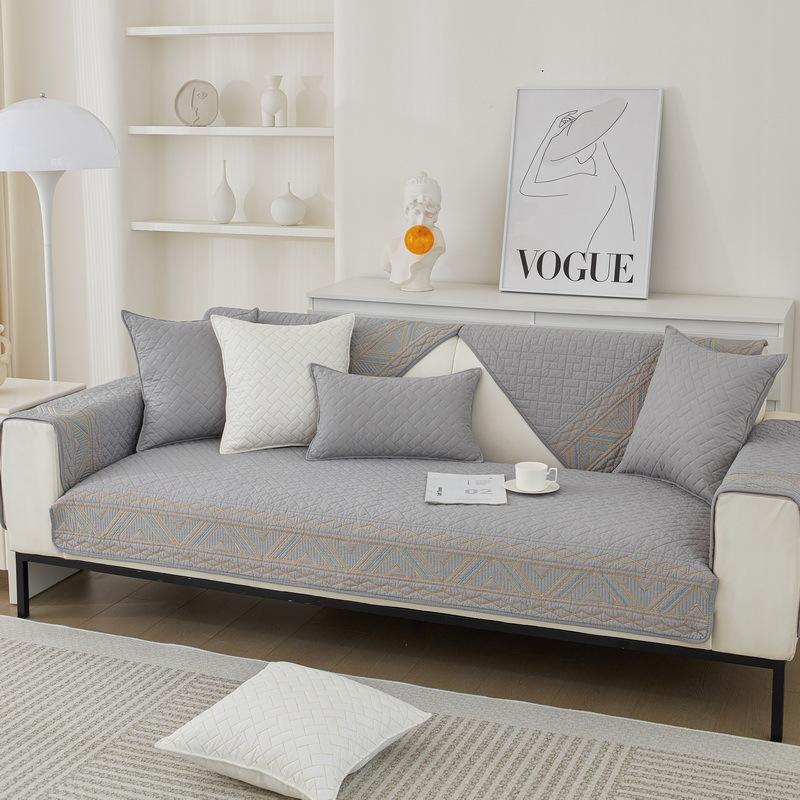 Solid Color Sofa Cushion Four Seasons Pure Cotton Fabric Non-Slip Cotton Cushion Universal Modern Sofa Cover Cover Towel